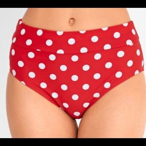 Red polka dot swim bottoms high waist